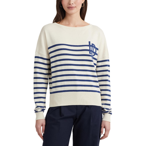 Lauren Ralph Lauren Logo Striped Cotton Boatneck Sweater